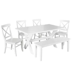 6pc Sumner Dining Set With Bench White - Buylateral -FURNITURE STORE GUEST 1e4b2914 b701 4bd9 a850 e171f6a8445b