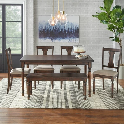 6pc Burntwood Dining Set With Bench - Buylateral 12 6pc Burntwood Dining Set With Bench - Buylateral - Image 10