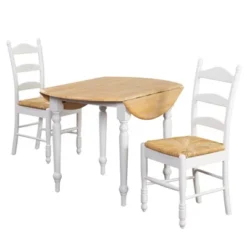 3pc Ladder Back Drop Leaf Dining Set Wood/White - Buylateral -FURNITURE STORE GUEST 2f58daba 0637 4ba0 8fa8 33363b2507ac