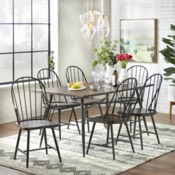 Set Of 2 Milo Windsor Metal With Wood Seat Dining Chairs Black/Espresso Brown - Buylateral -FURNITURE STORE GUEST 51398246 2978 4e2d 87ec a59c0b9e91c8