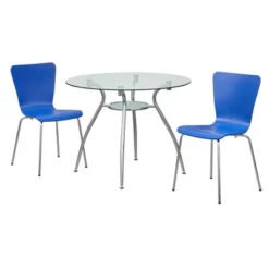 3pc Itza Round Glass Top And Chrome Base Dining Set - Buylateral -FURNITURE STORE GUEST 57372964 9b64 4c02 9c23 be406793a325