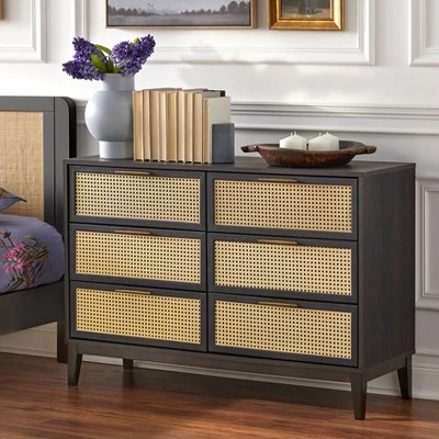 Andros 6 Drawer Dresser With Faux Cane Drawer Fronts - Buylateral 3 Andros 6 Drawer Dresser With Faux Cane Drawer Fronts - Buylateral