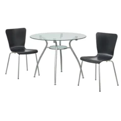 3pc Itza Round Glass Top And Chrome Base Dining Set - Buylateral -FURNITURE STORE GUEST 58c5995a 03c6 466d a83c c18c5f3d4499