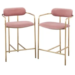 24" Set Of 2 Retro Velvet Counter Height Barstools - Buylateral -FURNITURE STORE GUEST 594ad79a 8ad2 4f90 8f1d 0e4665d68c0b