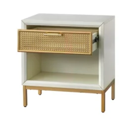 Lati Rattan Drawer End Table White/Natural - Buylateral -FURNITURE STORE GUEST 59eafa8d ecb7 42cb 8907 520d2d9c780a