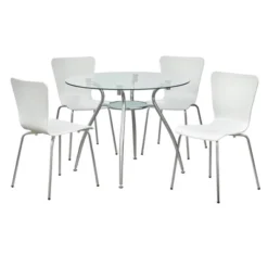5pc Itza Round Glass Top And Chrome Base Dining Set - Buylateral 22 5pc Itza Round Glass Top And Chrome Base Dining Set - Buylateral -FURNITURE STORE GUEST 60c1fb40 6b57 4906 b27a 9683312252bf