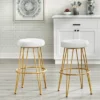 Set Of 2 30" Mazzini Faux Leather And Metal Counter Height Barstools White/Gold - Buylateral -FURNITURE STORE GUEST 64863a62 0272 49c1 9e42 d78e47bb6dd9