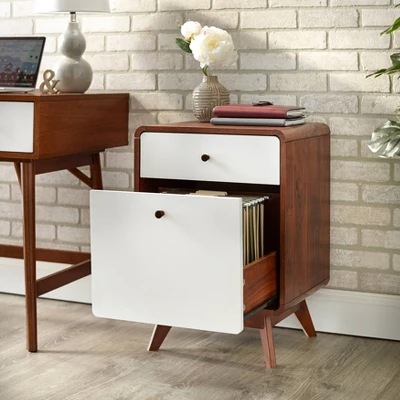 Cassie 2 Drawer File Cabinet White/Walnut - Buylateral 3 Cassie 2 Drawer File Cabinet White/Walnut - Buylateral