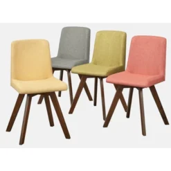 Set Of 4 Clybourn Dining Chair - Buylateral: Mid-Century Modern, Upholstered, Rubberwood Legs