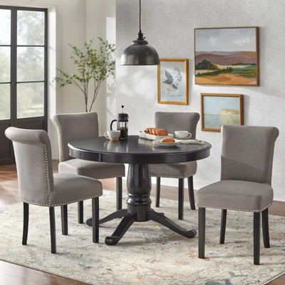 Set Of 2 Adeline Nailhead Parsons Dining Chair Gray - Buylateral: Upholstered, Rubberwood Legs, 250lb Capacity 4 Set Of 2 Adeline Nailhead Parsons Dining Chair Gray - Buylateral: Upholstered, Rubberwood Legs, 250lb Capacity - Image 2