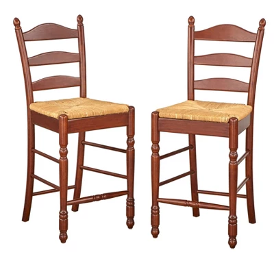 Set Of 2 24" Ladder Back Counter Height Barstools - Buylateral 6 Set Of 2 24" Ladder Back Counter Height Barstools - Buylateral - Image 4