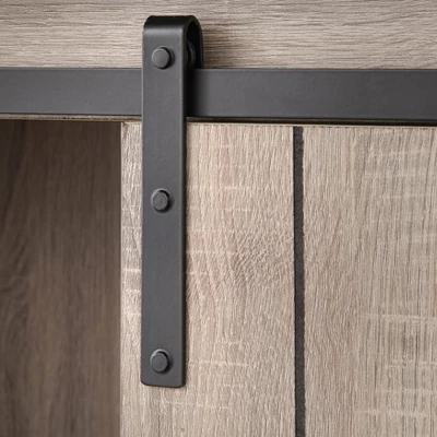 71" Glasbern Tall Farmhouse Barn Door Bookcase Weathered Gray - Buylateral 5 71" Glasbern Tall Farmhouse Barn Door Bookcase Weathered Gray - Buylateral - Image 3