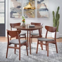 Buylateral Tania Mid Century Modern Round Dining Table Walnut: Mid-Century Modern, Beech Wood Legs, Seats 4 -FURNITURE STORE GUEST 7efb76e0 0db4 4569 9552 09e6abeb4267 1