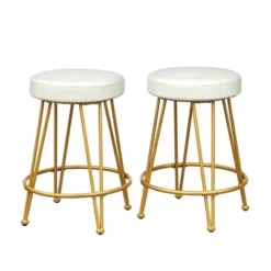 Set Of 2 24" Mazzini Faux Leather And Metal Counter Height Barstools - Buylateral -FURNITURE STORE GUEST 8607c253 0571 45c6 8b72 5fbf46715352