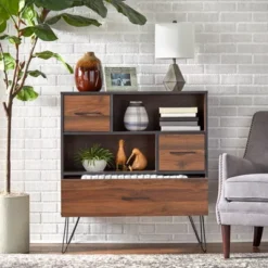 Vintage Living Cabinet Black/Walnut - Buylateral