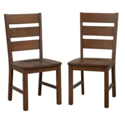 Buylateral Set Of 2 Mandeville Solid Wood Dining Chair Brown: Rubberwood Frame, Farmhouse Style, Armless Design