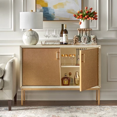 Lati Rattan Door Buffet Antique White/Natural - Buylateral 4 Lati Rattan Door Buffet Antique White/Natural - Buylateral - Image 2