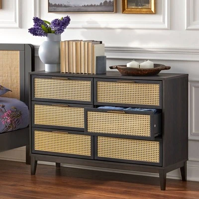 Andros 6 Drawer Dresser With Faux Cane Drawer Fronts - Buylateral 4 Andros 6 Drawer Dresser With Faux Cane Drawer Fronts - Buylateral - Image 2