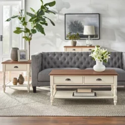 Liza Sofa Table White/Walnut - Buylateral -FURNITURE STORE GUEST 9732ecbd 2907 4df3 a687 50129e9e9d18