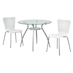 3pc Itza Round Glass Top And Chrome Base Dining Set - Buylateral -FURNITURE STORE GUEST a08a8f3a a2e2 4d9d a2bb f60669f0b3ba