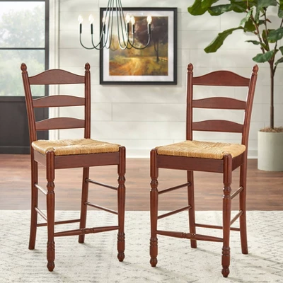 Set Of 2 24" Ladder Back Counter Height Barstools - Buylateral 3 Set Of 2 24" Ladder Back Counter Height Barstools - Buylateral