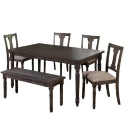 6pc Burntwood Dining Set With Bench - Buylateral 20 6pc Burntwood Dining Set With Bench - Buylateral -FURNITURE STORE GUEST a7533b3f 641d 4ea7 a901 85eea0f0acd2