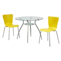 3pc Itza Round Glass Top And Chrome Base Dining Set - Buylateral -FURNITURE STORE GUEST aa0a19a0 cc3e 4407 baef 87707d01a68d