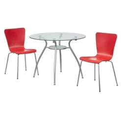 3pc Itza Round Glass Top And Chrome Base Dining Set - Buylateral -FURNITURE STORE GUEST ad1e6ae4 9d07 4aa3 ba3d 6b04c97a3d7e