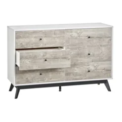 Crislana Mid-Century Modern 6 Drawer Dresser Gray/White - Buylateral -FURNITURE STORE GUEST ad57d33a 7e14 4c8f b83f 54b86f6bff8a