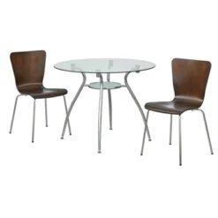 3pc Itza Round Glass Top And Chrome Base Dining Set - Buylateral -FURNITURE STORE GUEST bae4e717 4910 4491 a311 c46d5bdca589