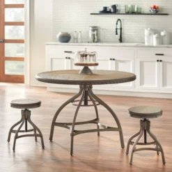 Adjustable Height Dining Table With Nailhead Pewter Silver - Buylateral -FURNITURE STORE GUEST bd4b0ca9 6c83 4c0b b2fc fc414f96526f