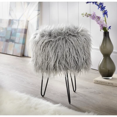 Patrice Faux Fur Stool - Buylateral 2 Patrice Faux Fur Stool - Buylateral