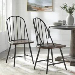 Set Of 2 Milo Windsor Metal With Wood Seat Dining Chairs - Buylateral -FURNITURE STORE GUEST c2ad2544 41b0 4a24 8d4a 403b9776f2a6 2