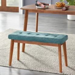 4pc Nettie Mid-Century Modern Dining Set With Bench Walnut/Teal - Buylateral -FURNITURE STORE GUEST c34ef500 4aff 44c6 9911 7f3bc6da7e64
