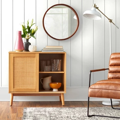 Rosen Rattan Sliding Door Buffet Natural - Buylateral 4 Rosen Rattan Sliding Door Buffet Natural - Buylateral - Image 2