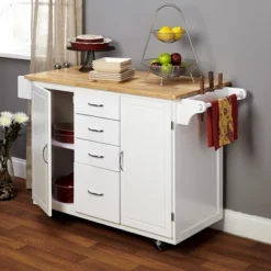 Cottage Country Wood Top Kitchen Cart White - Buylateral -FURNITURE STORE GUEST e6c0e569 06e3 4efa 8777 0544b0519137