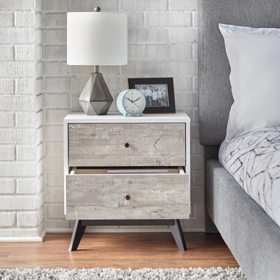 Crislana Mid-Century Nightstand White/Weathered Gray - Buylateral 3 Crislana Mid-Century Nightstand White/Weathered Gray - Buylateral - Image 2