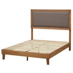 Queen Shaye Upholstered And Rustic Wood Bed - Buylateral -FURNITURE STORE GUEST eef08e10 46af 4de5 9530 84e54199b589