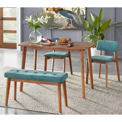 Set Of 2 Nettie Mid-Century Modern Upholstered Dining Chairs Walnut/Teal - Buylateral 4 Set Of 2 Nettie Mid-Century Modern Upholstered Dining Chairs Walnut/Teal - Buylateral - Image 2